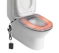 Toilet & Seat Warmer, USB Powered with 5-Speed Temp & Timer, Soft Plush Fabric, Easy Clean (Gray)
