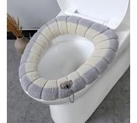 Toilet Seat Warmer With Handle For Oval Seats Stretchable Soft Material Ensures Snug Fit And Consistent Warmth Throughout Winter(WHITE A)