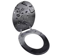 Toilet Seat White MDF 45x36x5cm Soft Close Chrome-Zinc Hinges Universal Durable.