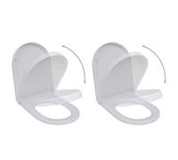 Toilet Seat White PP 48x35cm Soft Close Adjustable Hinge 110-170mm 2pcs For Bowl