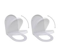 Toilet Seat White PP 48x35cm Soft Close Adjustable Hinges 2pcs Durable DoubleSet