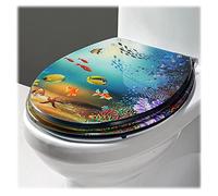 Toilet Seat White Soft Close - Glitter Oval Resin Seat, Quick Release, Easy to Clean - Comfortable Covers for Bathrooms - Ideal for A Sparkling Upgrade