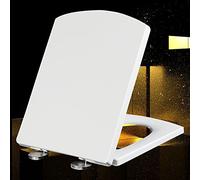 Toilet Seat White Soft Close Heavy Duty Loo Seat for Standard Toilets Quick-Release Square Shape Loo Seat, Adjustable Slow Close Hinges,white-37 * 47cm