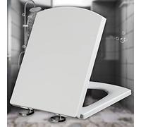 Toilet Seat White Soft Close Heavy Duty Loo Seat for Standard Toilets Top Fixing Square WC Loo Seat Toilet Lid, Adjustable 360° Hinges,White-39.5~46.5 * 34.5cm