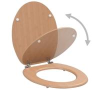 Toilet Seat with Lid MDF Bamboo Design Universal Fit Toilet Seat with Adjustable Hinges 12-20 cm Durable Stable Hygienic Easy Care for Bathroom Family Child