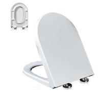 Toilet Seat with Slow Close Adjustable Hinge,Urea Formaldehyde D-Shaped,Quick-Release Never Loosen,White