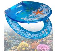 Toilet Seat with Soft Close and Non-Slip Seat Bumpers, Resin Toilet Seat Lid with Transparent 3D Effects Decorative That Will Never Loosen for Commercial Premises Family Bathroom