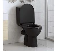 Toilet Seat with Soft-Close Mechanism and Soft Close, Removable with Quick Release, Plastic, Black, 46 x 36.5 cm, Sturdy, Hygienic, Non-Slip, for Bathroom, Family, Child, Universal