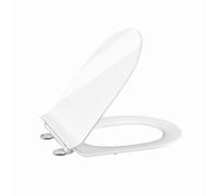 Toilet Seat with Soft-Close Mechanism, Toilet Seat with Quick Release Function and Adjustable Hinges, Toilet Lid Made of UF Duroplast, Long D-Shape, Ultra Thin, White
