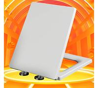 Toilet Seat with Soft Close, Toilet Seats with Quick Release Easy Clean, Square Shape Toilet Lid Loo Seat for Bathroom, Premium Universal Loo Seat,white-40~45cm*34.5cm