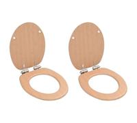 Toilet Seats with Soft Close Lid MDF Bamboo Design, Adjustable Chrome Zinc Hinges, Universal Fit, Soft Close Mechanism, Quiet, Robust and Easy Care for Bathroom Use, Pack of 2
