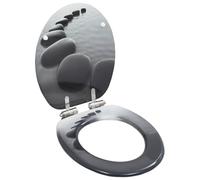 Toilet Seats with Soft-Close Lid MDF Stone Design, Adjustable Hinges 12-20 cm, Universal Fit for Toilet, Durable and Quiet Thanks to Soft-Close Mechanism, Easy to Clean and Robust Pack of 2
