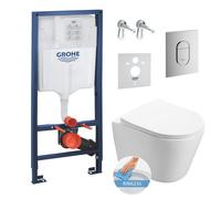 Toilet set Frame + SAT Infinitiorimless WC, invisible fixings + Flush plate + Soundproofing panel (ArenaInfinitio)