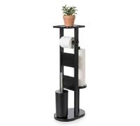 Toilet set: freestanding roll holder & brush, bamboo shelf, replaceable heads