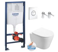Toilet set Rapid SL frame + Infinitio rimless WC + Softclose seat + Alpine white flush plate (RapidSL-Infinitio-6)