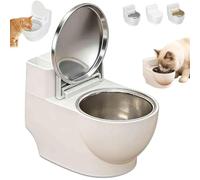 Toilet Shaped Cat Water Bowl - Wall-Mounted Pet Water Dispenser with Stainless Steel Bowl, Large Capacity Toilet Fountain, Easy Installation for Cats and Dogs (Silver)