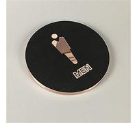 Toilet sign, 16cm Circle Stick To The Glass Wall Door Rose Gold And Black, Men Women Toilet Sign Restroom Bathroom Signs,Men,16cm