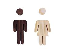 Toilet Sign 2pcs/se Solid Wood Bathroom Door Signs Antique Toilet Decoration WC Sign Plate Self-adhesive(Color 8)