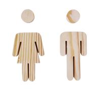 Toilet Sign 2pcs/se Solid Wood Bathroom Door Signs Antique Toilet Decoration WC Sign Plate Self-adhesive(Color 4)