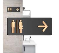 Toilet Sign - Acrylic 30x10cm Wall Mount | Unisex Bathroom Sign with Directional Design Left Right Commercial Office Public Restaurant Signage - Ladies and Caba Symbol