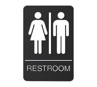 Toilet Sign - Acrylic 9x6in | Modern Self-adhesive Unisex Bathroom Tag, ADA Compliant, Neutral Terms Gender | Home Restaurant Shop Public Toilet