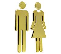 toilet sign, Acrylic Unisex Bathroom Sign Adhesive Backed Multicolor 20x12cm 2 pcs For Various Places(Golden,12cm)