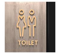Toilet Sign Black Gold Color Plate 3D Wash Room Door Wall Label Sticker WC Holder Signage