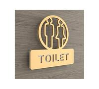 Toilet Sign, Loo Sign Plaque Door Acrylic Door Sticker Signage Toilettens House Number WC(3,15x15cm)