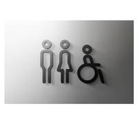 Toilet Sign Shopping Mall Supermarket Residential Modern Home Art Decoration Sign Bathroom Acrylic Toilet Door Number Wall Sticker(19,25x16cm Grey)