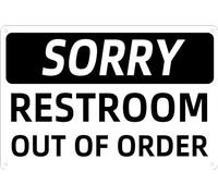 Toilet Sign - Sorry Restroom Out Of Order Directional Signs Metal Tin Sign Safety Notice Signs Wall Art Decor Plaque For Home Bar Restaurant Cafe Pub Office Store Decor 6x8 Inch