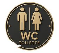 Toilet Sign Toilet Sign 2D Flat 1pc, Circular Wooden Wall, Multi-functional Front Door Wreath Artwork, Bathroom For the toilet(15x15cm)