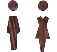 Toilet Signage 2pcs/se Solid Wood Bathroom Door Signs Antique Decoration WC Sign Plate Self-adhesive For Hotel, Parking Lot, Shopping Center(Color 5)