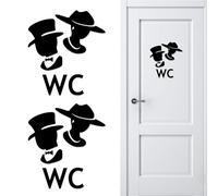 Toilet Signs for Door British-Style 2PCS Set, Self-Adhesive Toilet Sign Stickers, Classic Ladies Gentlemen Symbols for Bathroom, Office or Cafe, Decorative, Sturdy and Highly Visible