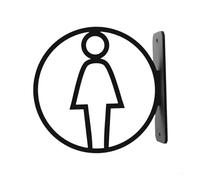 Toilet Signs For Door Male Female Bathroom Indicators Sign Public Restroom Marker Easy Install Toilet Plaque Washroom Symbol Signage(Black schoolgirl)