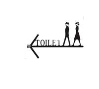 Toilet Signs For Door Men & Women Bathroom Door Sign Letters Wall Mount Creative Hanging Sign Plate Double Side Toilet Arrow Guide Board(Color-04)