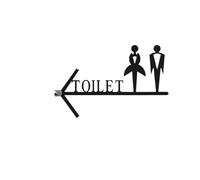 Toilet Signs For Door Men & Women Bathroom Door Sign Letters Wall Mount Creative Hanging Sign Plate Double Side Toilet Arrow Guide Board(Color-06)