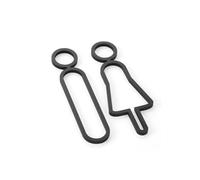 Toilet Signs For Door Men Women Toilet Signs DIY Removable Wc Holder Signage Board Black Gold Washroom Sign Plate Set Hotel(Black)
