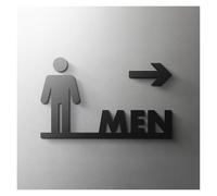 Toilet Signs Matte Floating 3D Relief Arrow Toilet Sign Plate Elegant Wash Room Door Wall Label WC Bathroom Signage House Number(9,Width 25cm)