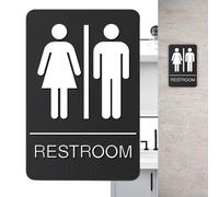 Toilet Signs - Self-Adhesive Bathroom Notice Sign, Rectangular Wall Signs, Professional Orientation Element For Indoor Use | Commercial Entrance Pass Usage Scenario
