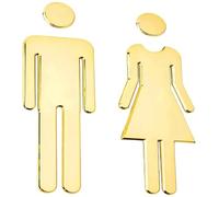 Toilet Signs Self Adhesive for Ladies and Gentlemen PVC Bathroom Signs, bathroom accessories set, Perfect for Men Women,Door Plate，Restrooms Public Spaces, Durable Easy to Install (Gold，19.5 cm）
