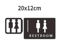 Toilet Signs Shopping Mall Office Buildings Door Plates Reminder Indicator Plaque Orientation Sign Wc Signage 3D Side Mount(20x12cm balck)