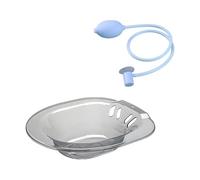 Toilet Sitz Bath 2000ml with Flusher Hip Basin Bidet Drain Holes Squat Free(Grey with Flusher)