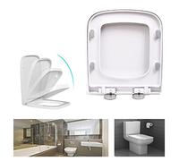 Toilet Square Soft Close Seat, Top Fixing with 360° Adjustable Hinges, Quick Release for Easy Cleaning, Heavy Duty Anti-Bacterial WC Seats, White