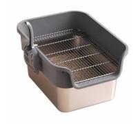 Toilet Stainless Steel Litter Pan With Mesh Grate High Sides And Low Entry Detachable Three Piece Design For Easy Cleaning suitable for cages guinea, color to 2, Front Entry, 10cm Entrance Height