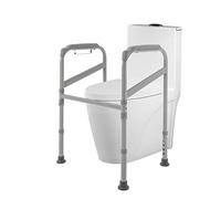 Toilet Standing Aid with Adjustable Height 25.6"-33.9", Bathroom Safety Rail for Elderly, 441 lbs Capacity, Freestanding Toilet Support Frame with Non-Slip Handles & Feet, No Drilling, Foldable - Gray
