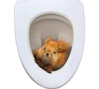 Toilet Sticker 3D Squirrel Toilet Seat Sticker Self-Adhesive Decorative Wall Sticker Animal PVC Sticker for Bathroom, Bedroom, Kitchen, Living Room, Kids Room, WC Accessories (20 X 25 cm)