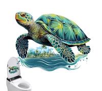 Toilet Sticker Decal Set - Sea Turtles Bathroom Graphics, Self-Adhesive Waterproof Cartoon Removable Wall Collection, Multifunctional Backdrop Sticker for Living Room