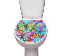 Toilet Sticker Toilet Seat Lid Self-Adhesive Waterproof PVC Bathroom Toilet Seat Sticker Creative Animal and Floral Pattern Stickers Oval Shape Size 35 x 40 cm (SPZ-WC027)