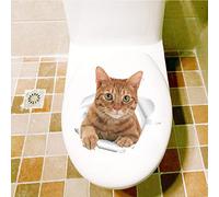 Toilet Sticker Toilet Wall Sticker Bathroom Stickers for Walls Creative 3D Three-Dimensional Cat Breaking The Wall Decoration Kitty Pet Animal Toilet Toilet Cover Refrigerator Sticker,A Kitten,Small