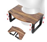 Toilet Stool Foldable,7,8,9 in Adjustable Height,Acacia Wood Poop Stool for Potty Training,Squat Potty for Adults,Squatting Position Helps Improves Bowel Health&Relieves Constipation (Patent Pending)